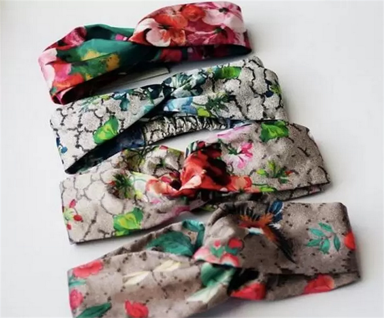 

Elastic Headband For Women Letter Sequins designer Green red flower Hair bands For Women Girl Retro Turban Headwraps