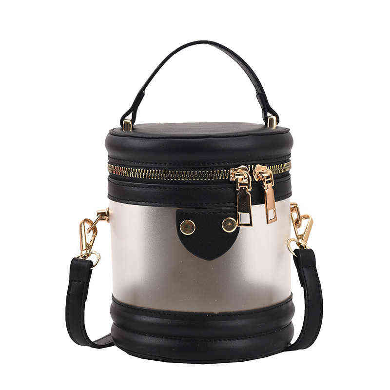 

Evening Bags Mini Translucent Totes Barrel Shaped Handbags 2022 Luxury Fashion Designer Pu Leather Women s Shoulder Crossbody Bag Lady Brand 220428, Black