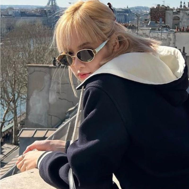 

Sunglasses Lisa Same Style Arc De Triomphe Fashion Personality Narrow Female Net Red Oval SunglassesSunglassesSunglasses