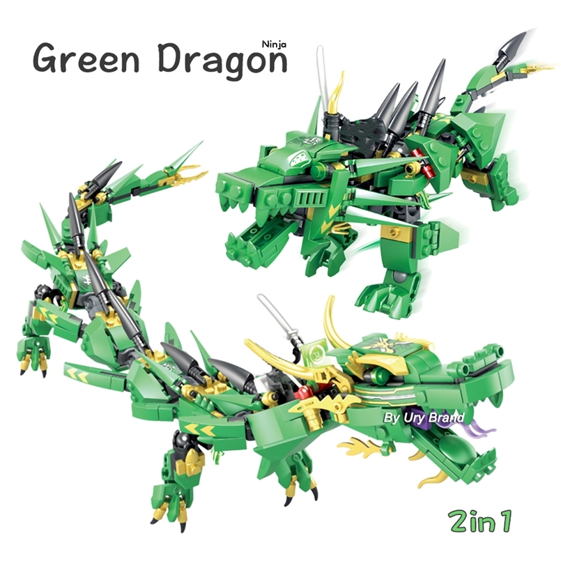 

Flying Green Ninja Dragon Fighting Mech 2in1 Set MOC DIY Figures Educational Building Blocks Toys for Boys Kids Birthday Gift 220715