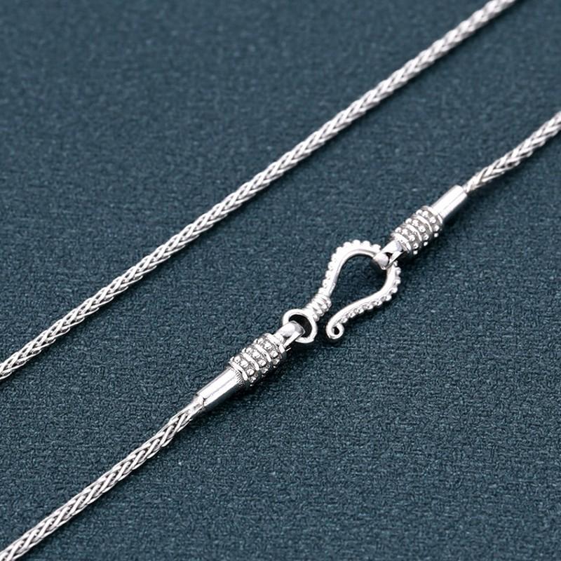 

Chains Real Solid S925 Silver Jewelry Retro Hand-woven 1.5MM Trendy Rope Personality Man And Woman NecklacesChains ChainsChains
