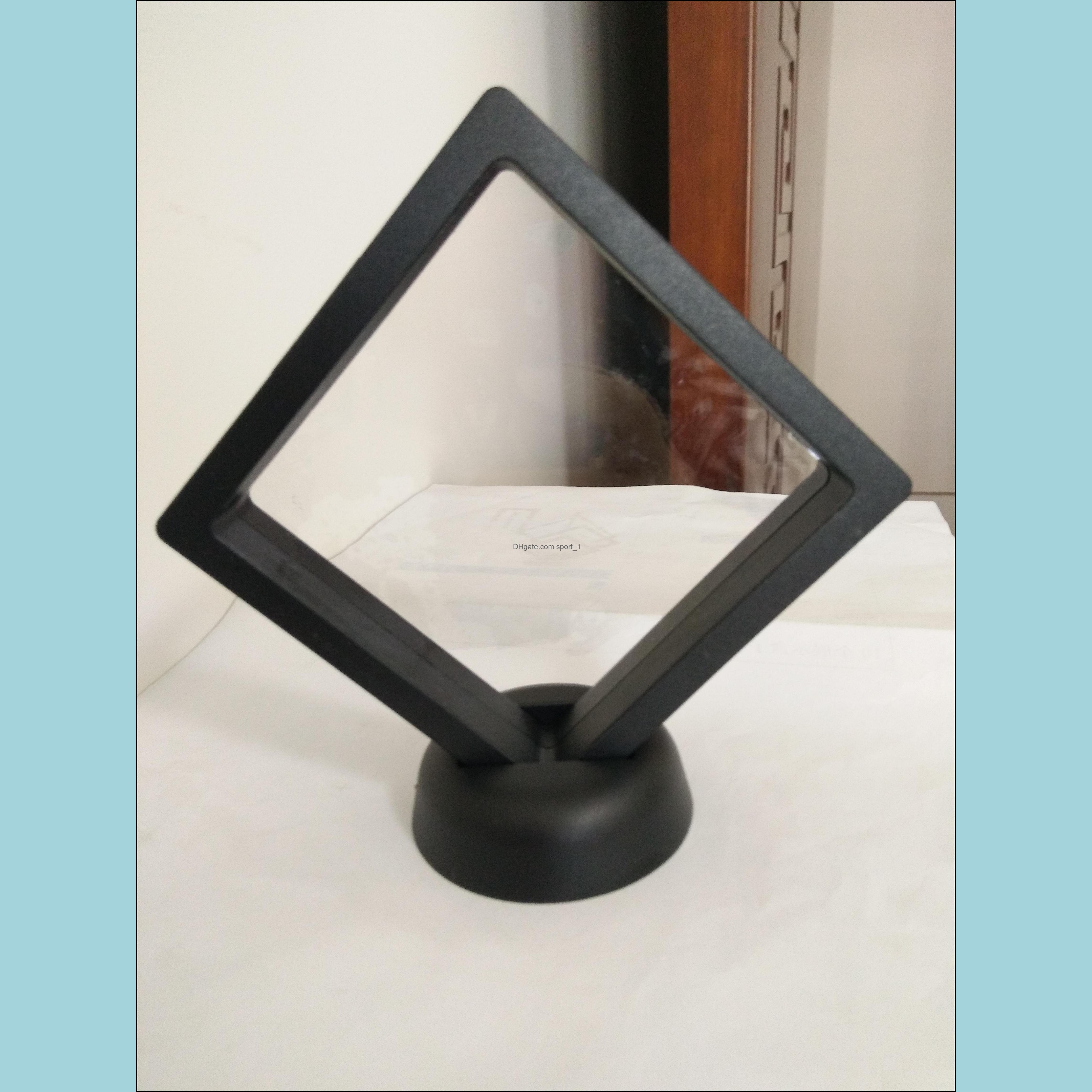 

Jewelry Stand Packaging Display Square 3D Album Floating Frames 9Cm Coin Holder Box Collections Show Case Home Table Decorative Accessorie