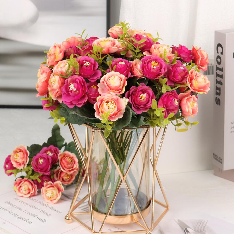 

Decorative Flowers & Wreaths Artificial 9 Roses 30 Cm Silk Flower Wedding Scene Arrangement Living Room Desk Home Decoration, Hq-7-light pink