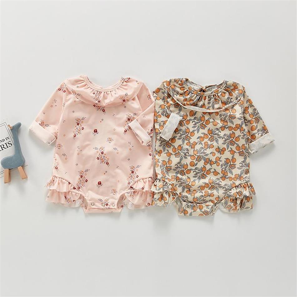 

One-Pieces MILANCEL 2021 Baby Swimwear Toddler Girl Swimsuit Infant Bathing Suit Lemon Print Swimming Suits294G, Floral set