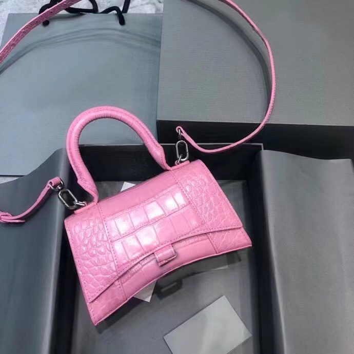 

HOURGLASS small handbag Crocodile embossing crossbody bags designer shoulder bag Satchel women saddle Luxury messenger bags lady purse inner zipped pocket, Nude