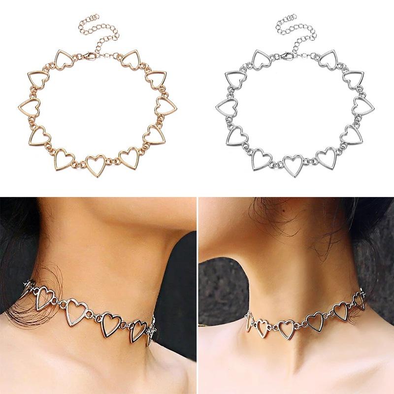 

Chokers Kpop Harajuku Goth Metal Hollow Heart Neck Chains Choker Necklaces For Women Egirl Party Cosplay Aesthetic Accessories Jewelry