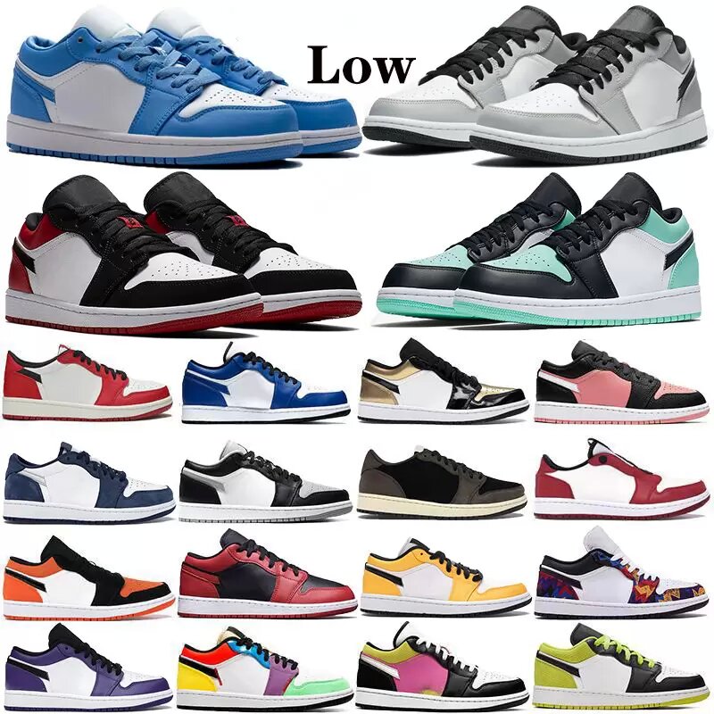 1s Low Basketball Shoes Champagne UNC Bred Toe Crimson Tint Court Purple Men Women Sports Shoes Size 36-45