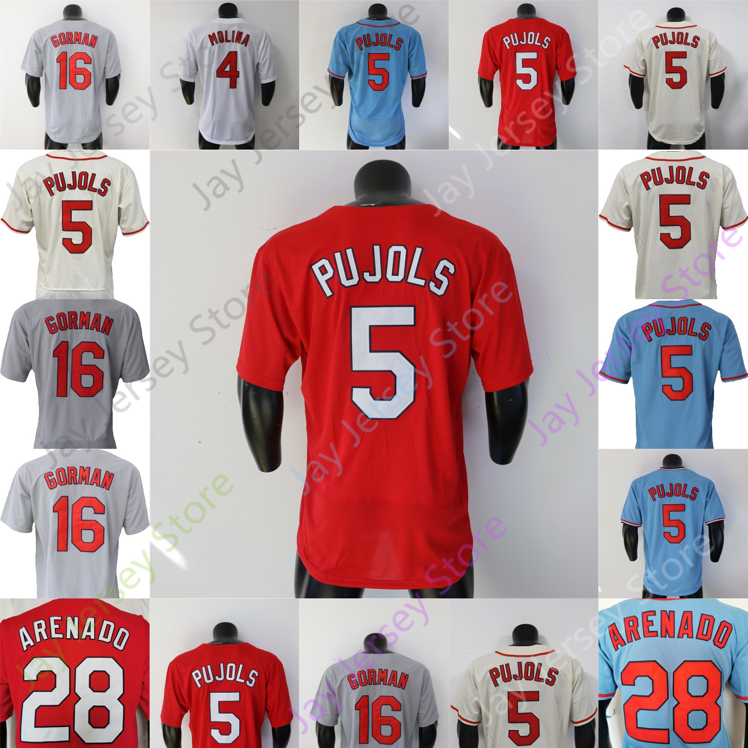 

Yadier Molina Jersey Albert Pujols Nolan Gorman Nolan Arenado Blue Red Cream White Fans Player Men Women Youth, 5 albert pujols cream fans