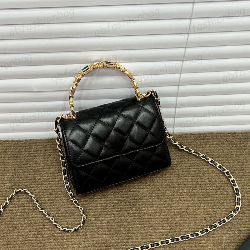 

Womens Classic Mini Flap Bags To Enamel Handle Tote Vanity With Gold Metal Hardware Matelasse Chain Crossbody Shoulder Purse Card Holder Cosmetic Case 14CM, Box