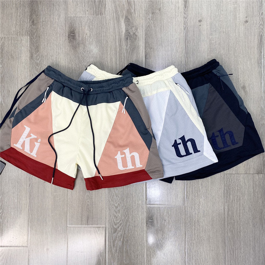 

Kith Mesh Shorts Men Women Colors Patchwork Breechcloth Inside Tag Label