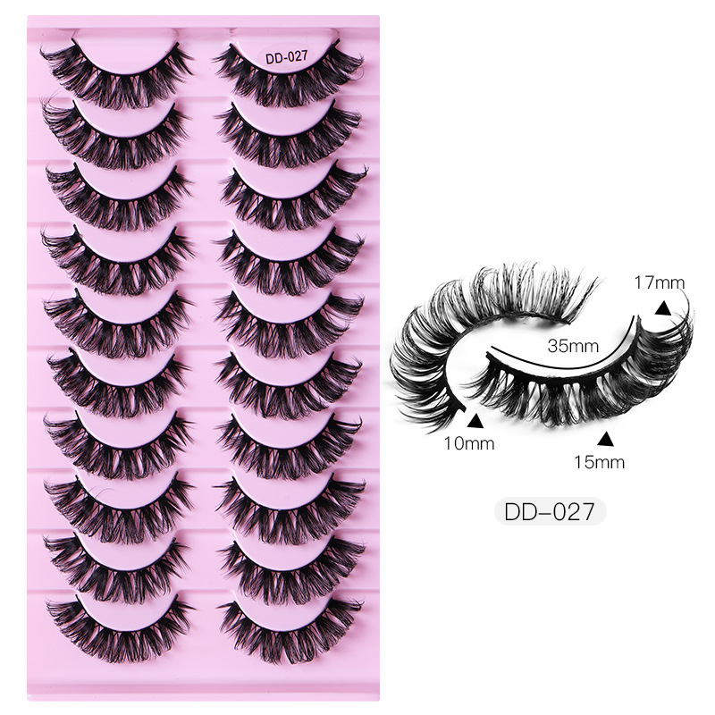 Curly Crisscross Thick 3D False Eyelashes Soft & Vivid D Curling Hand Made Reusable Full Strip Fake Lashes Eyes Makeup Eyelash Extensions Graft-f-image-762089400