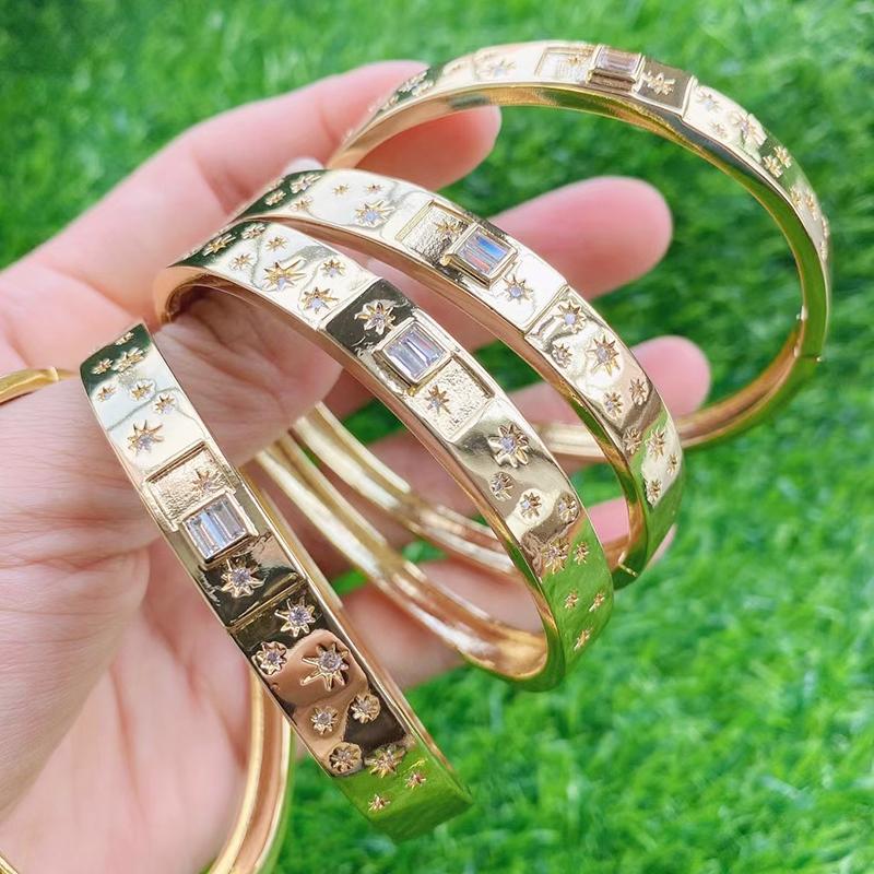 

Bangle 5Pcs Design Smooth Geometric Bangles Crystal Style Stone Fashion Jewelry For Women 51656Bangle