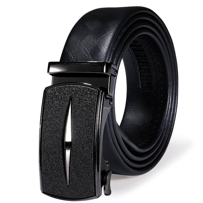 

Belts Hi-Tie Luxury Simple Black Designer Fashion Wedding Business For Men Formal Style Solid Genuine Leather Waist Belt Straps, As pic