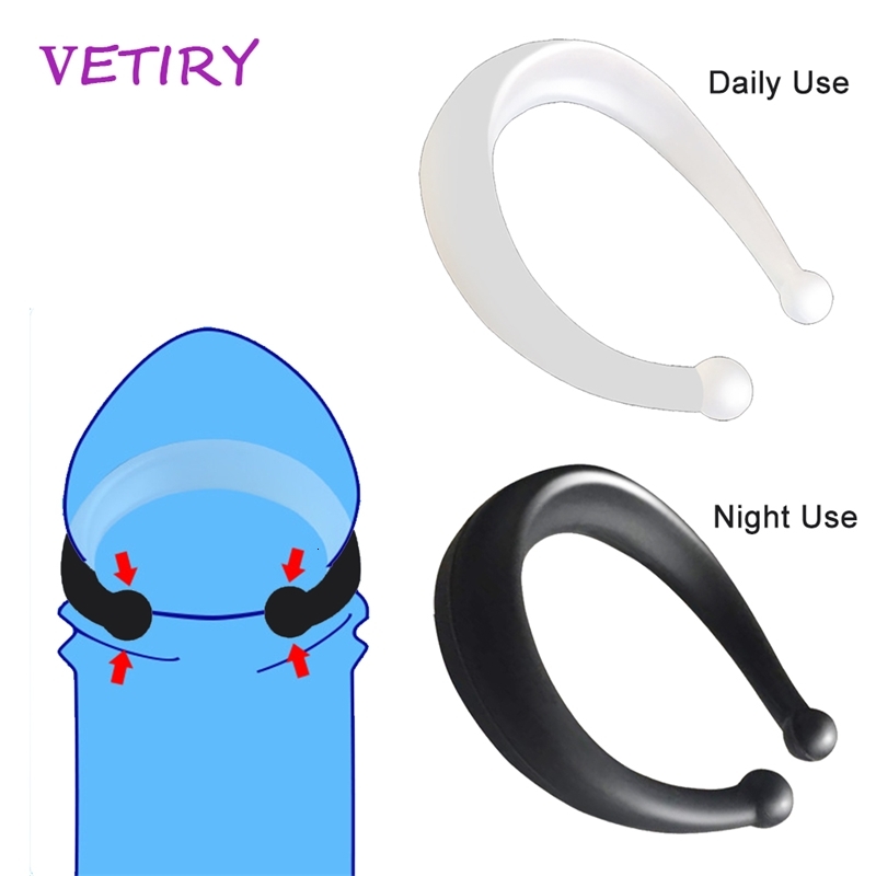2PCS / Set Sex Toys Massageur pour hommes Mâle Correcteur Mâle RÉSISTANCE DE RÉSISTANCE PENIS S Éjaculation Ejaculation Daily / Night Cock Silico