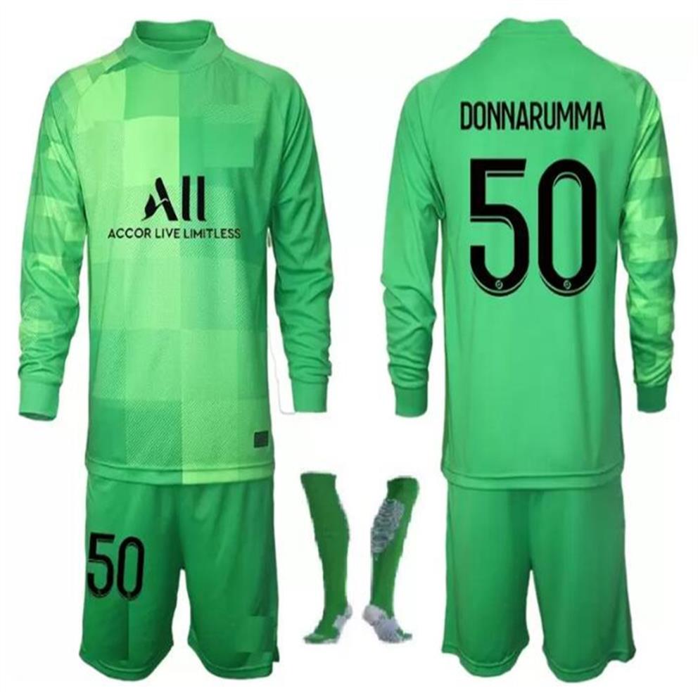 

New 21 22 adult Men kits Youth boys Germain Long Sleeve Soccer jerseys GK 2021 2022 Goalkeeper 1 Keylor Navas Jersey 50 Gianluigi 1953, Short sleeve orange