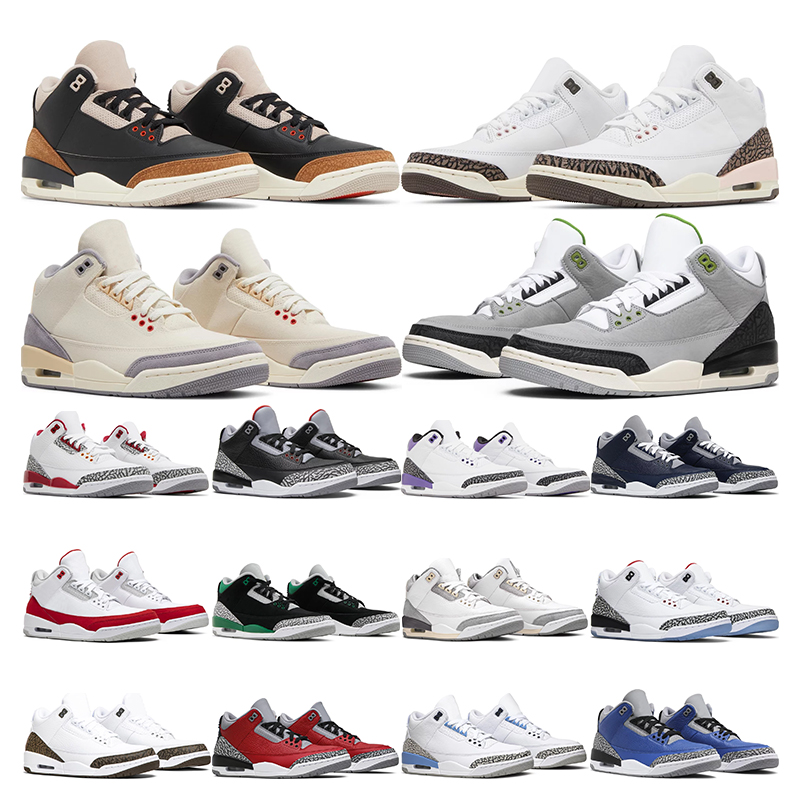 

men basketball shoes 3 Neapolitan Muslin Desert Elephant Kumquat men trainer 3s Mocha Cardinal Red Athletic mens trainers size 7-13, 19