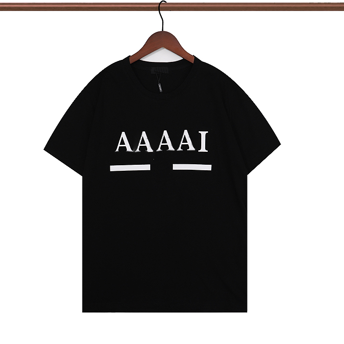 

mens t shirt classic printing high street leather embroidery casual hip hop short sleeves, Black-2121