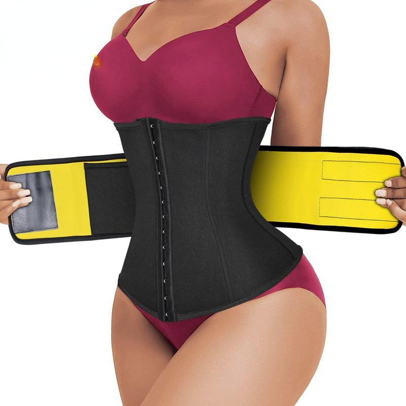 

Waist Support Trainer Corset Women Sauna Sweat Faja Sport Girdle Slimming Shaper Abdominal Trimmer Belt Straps Modeling ShapewearWaist, Black-061