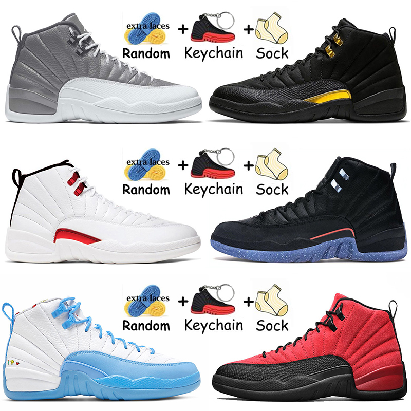 

With Socks Women Mens Jumpman 12 Stealth 12s Basketball Shoes Playoffs Hyper Royal University Gold Dark Concord Reverse Flu Game Black Taxi White Red Off Sneakers, 36 40-47 class of 2003