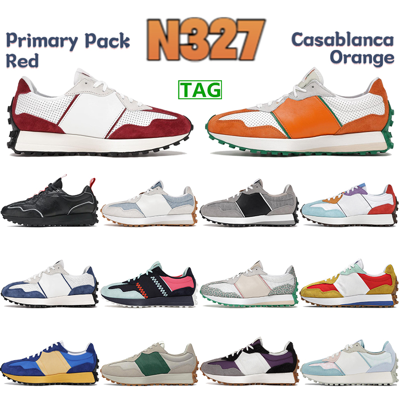 

New 327s Running Shoes Casablanca Men Women Sneakers Primary Pack Red Blue Aluminum Light Beige Pride Denim Nightwatch Green N327 Fashion Trainers, Shoe box