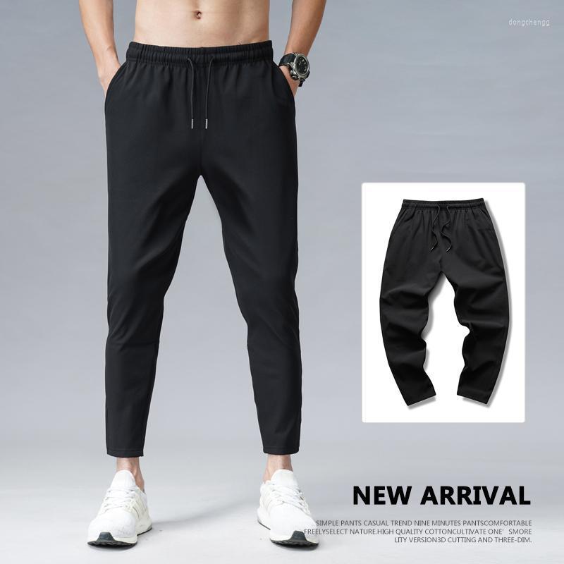 

Men's Pants Korean Ice Silk Men'S Summer Thin Fashion Solid Loose Large Size Casual 9-Point Sports Trousers Small FeetMen's, Black