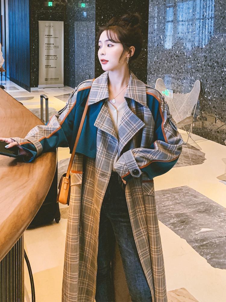 

Women' Trench Coats Spring And Autumn Long Light Windbreaker Warm Lapel Stitching Plaid Clothes, Collections