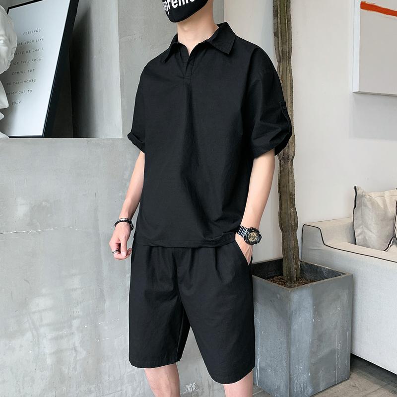 

Men's Tracksuits Summer Short Sleeve T-shirt 2022 Trend A Set Of Cool Fashion Brand Leisure Sports Suit, Black