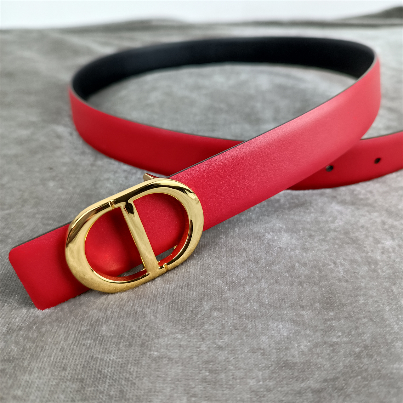 

Men's and new designer belt double-sided jeans with light fashion simple skirt ins style women's leather belt 2.5cm wide version2.5cm228, Red