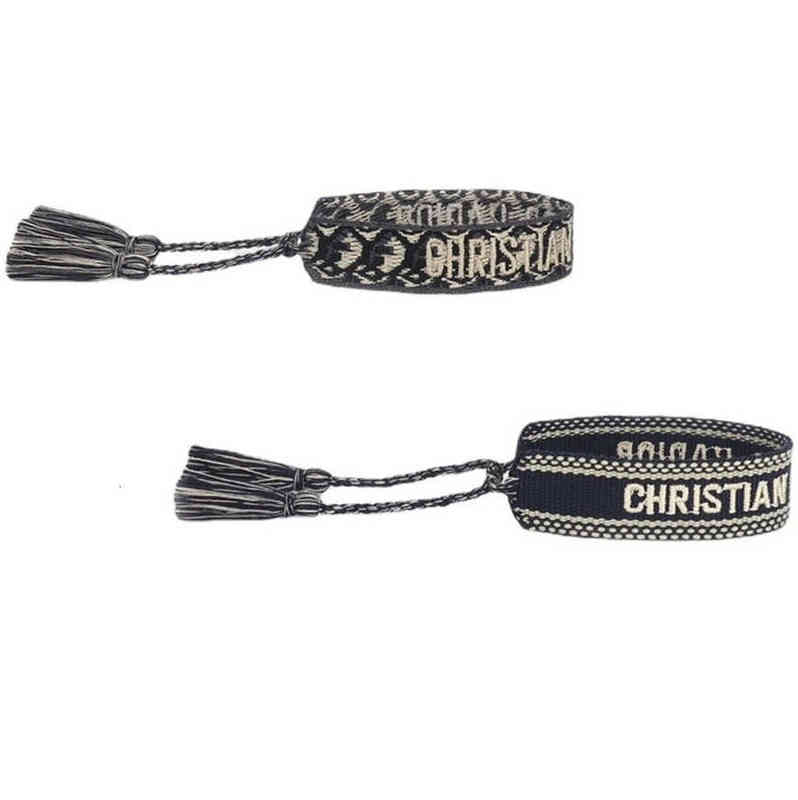 

Luxury Fashion Brand Embroidery Bracelets Ic Women Men Bangl Friendship Charm Bracelet Woven Adjustable Tassel Vintage Couple Braided