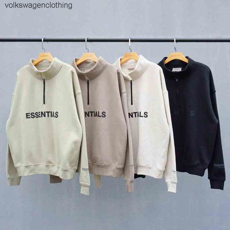 Sweats à capuche Sweats Sweats Double brouillard Far of God Thread Essentials Essentials Blasping Half High Collar Men's Fashion