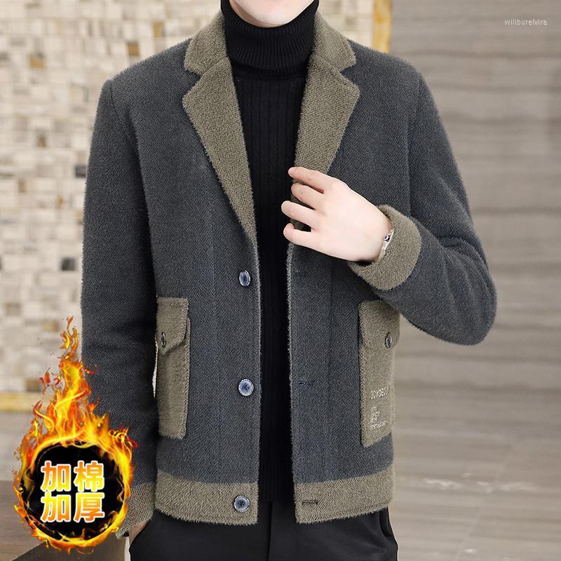 

Men's Wool & Blends 2022 Winter Jacket Men Thick Warm Slim Short Casual Business Trench Coat Large Lapel Social Streetwear Overcoat Will22, Black