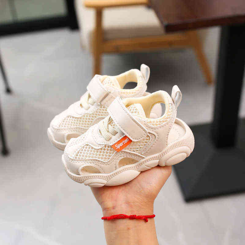 

male and female baby bear bottom daddy shoes single net half sandals Baby Toddler shoes trend, Black