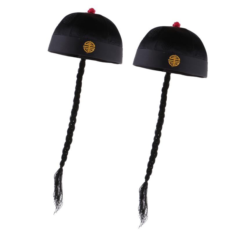 

Bandanas 2x Novelty Adults Black Chinese Oriental Cap With Party Costume Hat