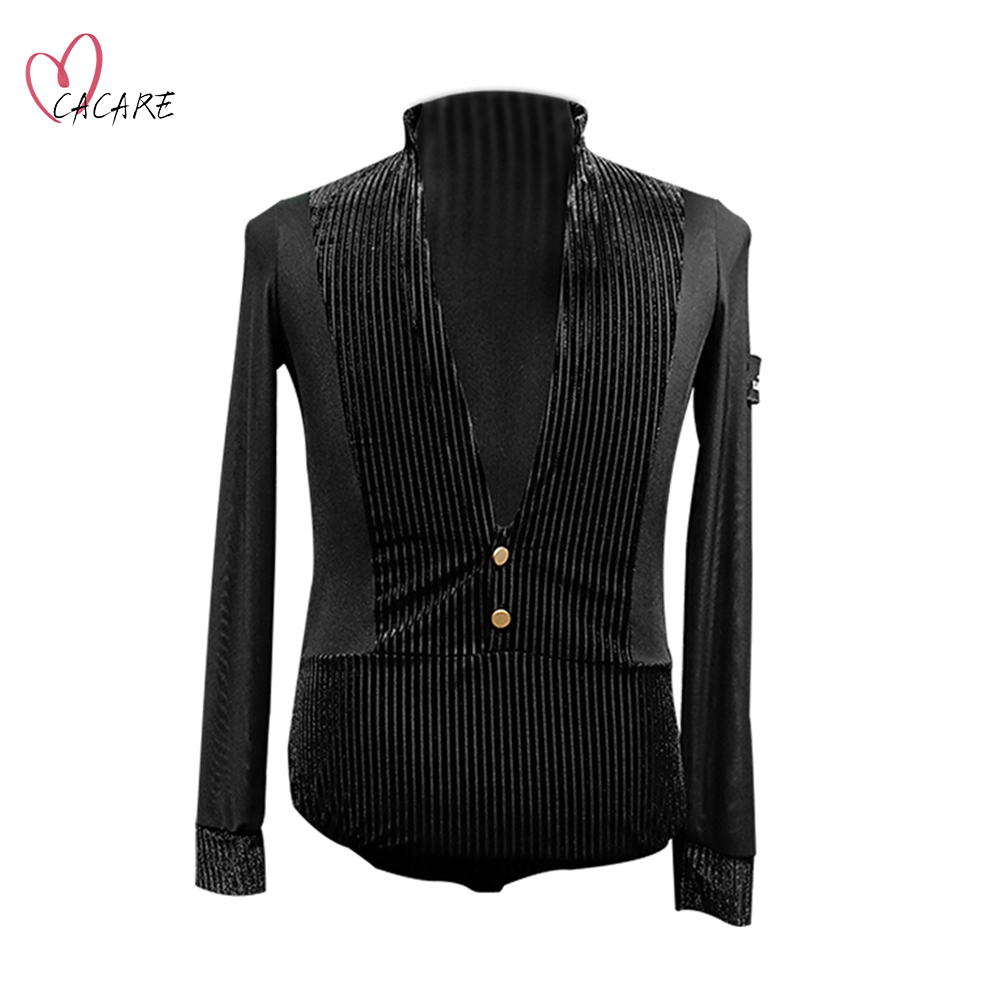 

Mens Dance Shirts Bodysuit Leotard Stage Wear for Latin Ballroom Dancing Competition Top Practice Black White D0838 Velvet Mesh S-2XL Dropship, 4 buttons
