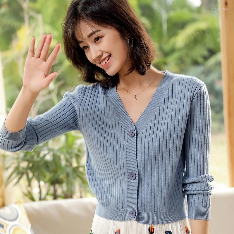 

Women's Sweaters Short Style Women Cardigan Sweater Spring Autumn Button Down Soft Cute Knitted Jacket Black Long Sleeve Coat Outwear Tops, Beige