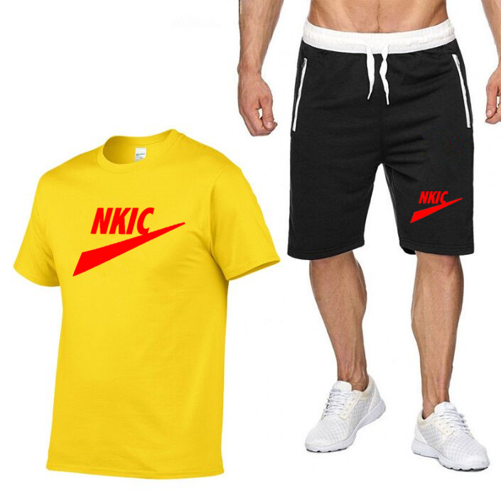 

Summer Streetwear Brand Men Set Tracksuit For Man Oversized Clothes 3d Printed white black T shirt Shorts Sportswear Mens Tshirts 2-Piece Suit, Orange