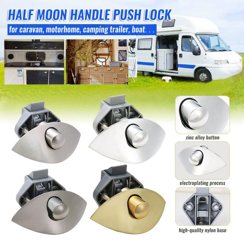 

Parts 1Pc 22mm Camper Car Half-moon Push Lock RV Caravan Boat Motor Home Cabinet Drawer Latch Button Furniture Door Hardware