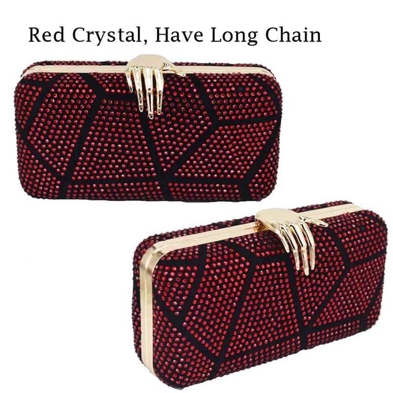 

Black Golden Evening Luxury Crystal er Hand model Box Clutch Bags Chain Wedding Handbags 220616, Silver