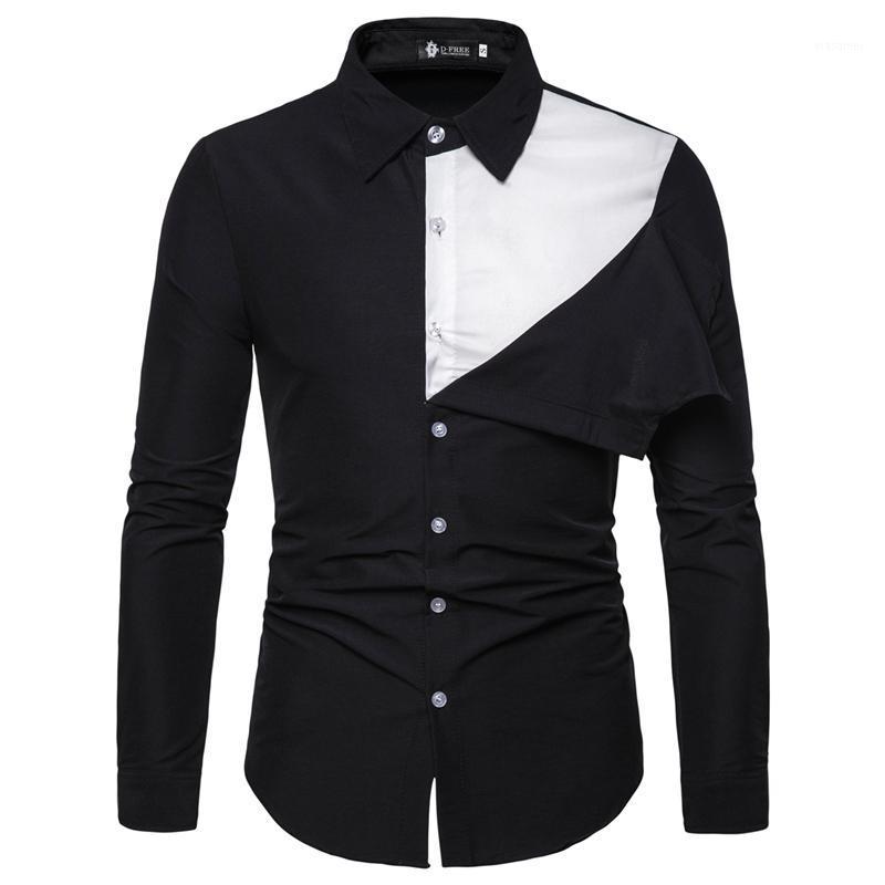 

Summer Thin Men' Fashion Personality Tailoring Color Long Sleeve Shirt Youth Trend All-match Casual Shirts, Black