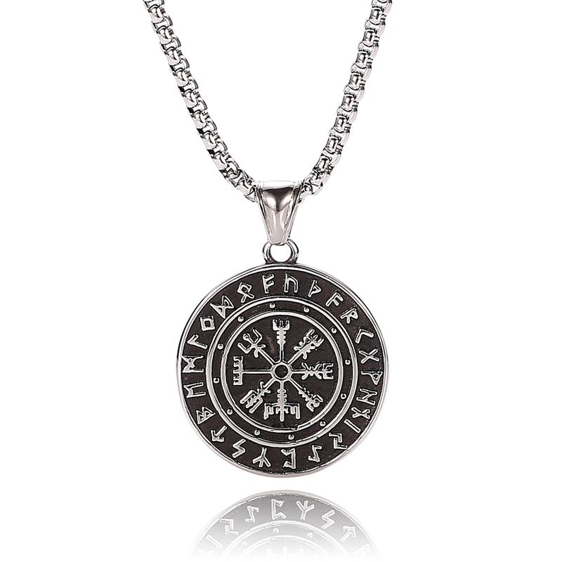 

Pendant Necklaces Viking Icelandic Vegvisir Horror In Runic Circle Men Women Magical Staves Compass Rune Amulet Collier Necklace GL0003Penda