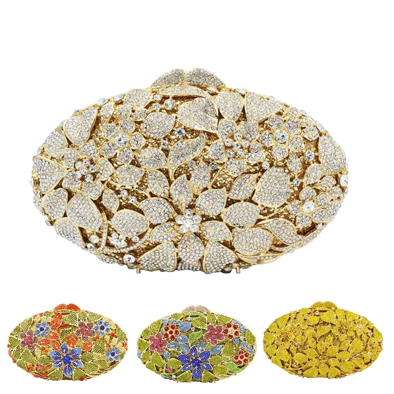 

Encrusted Bags Design Yellow Flower Crystal Evening Bag Lemon Party Prom Wedding Women Handbags SC631 220616, Customized
