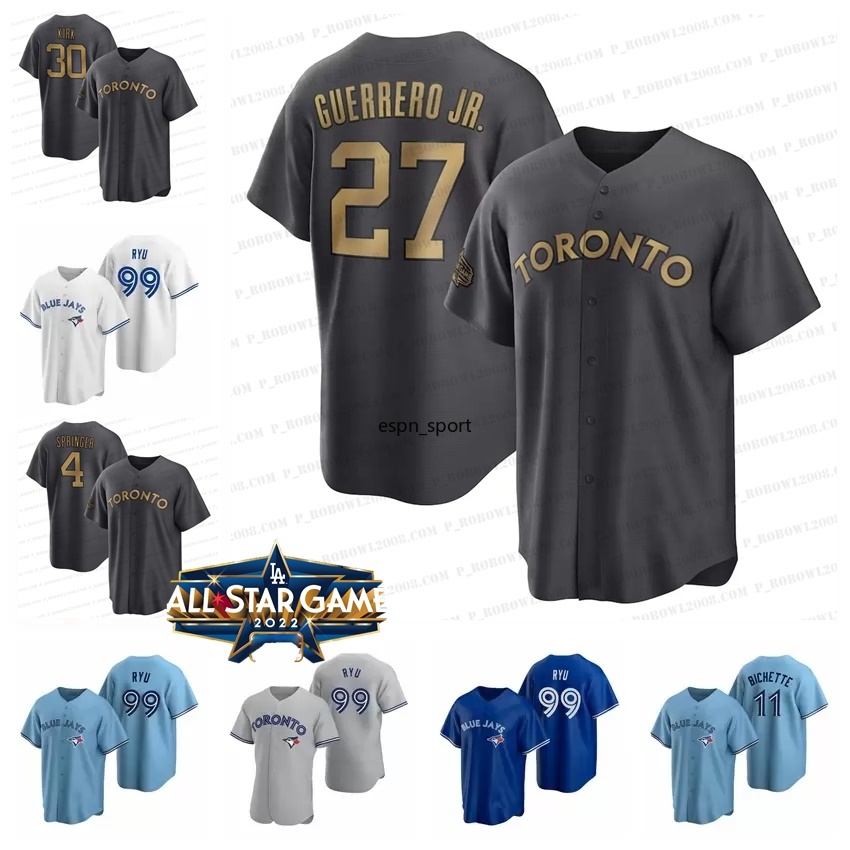 

2022 All-Star 27 Vladimir Guerrero Jr. Jersey 11 Bo Bichette Alejandro Kirk Alek Manoah George Springer 13 Gurriel Jr. Matt Chapman Drury Hernandez Blank No Name Number, Mens 2020 flex base blue