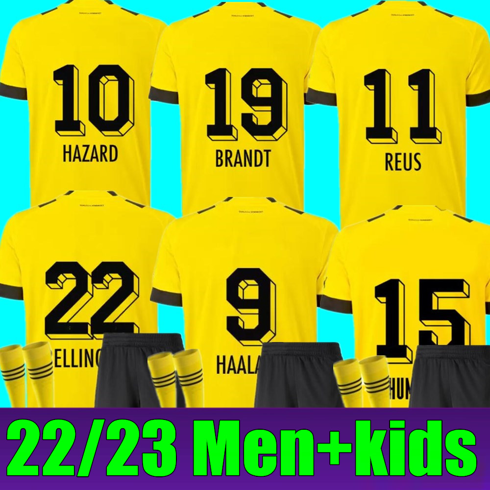 

New 22 23 soccer jerseys HAALAND DOrtmund 2022 2023 football shirt REUS NEONGELB BELLINGHAM HUMMELS BRANDT YEYNA Men kids kit set maillot de foot, Kids home+league patch