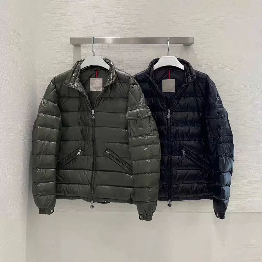 

Designer men down jacket monocle AGAY Classic diagonal pockets stand collar thin coats, Black