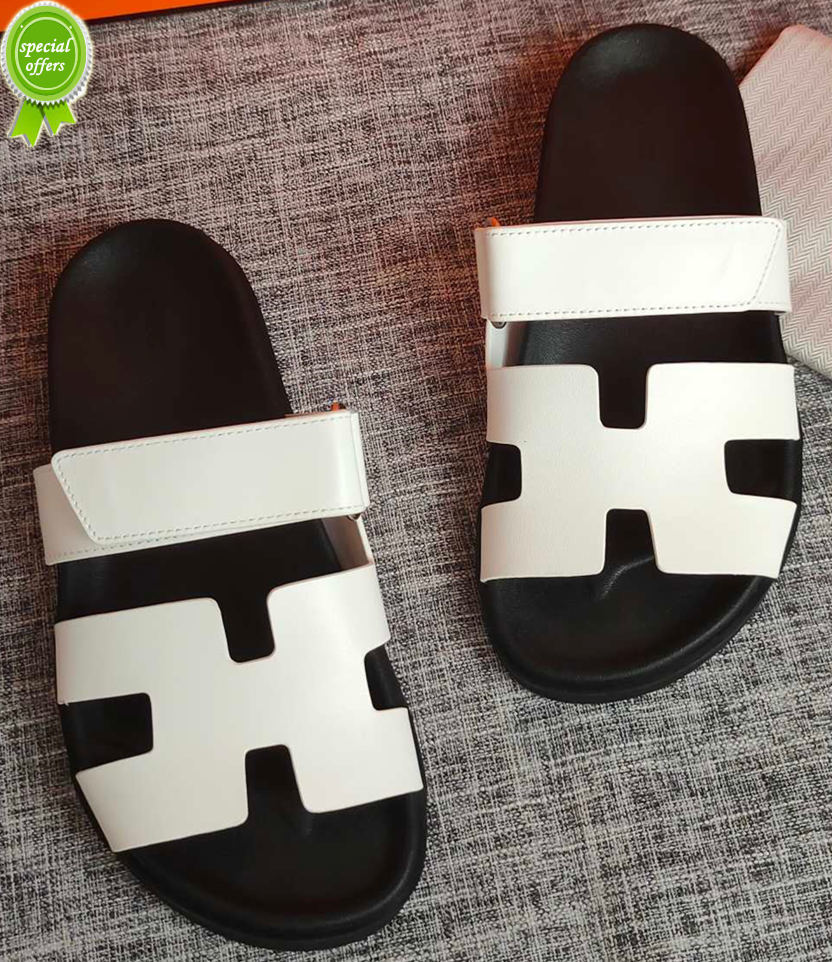 

Luxury Chypre slippers Calfskin functional wind sandals with adjustable loop design simple and smooth size 35-40, Grey