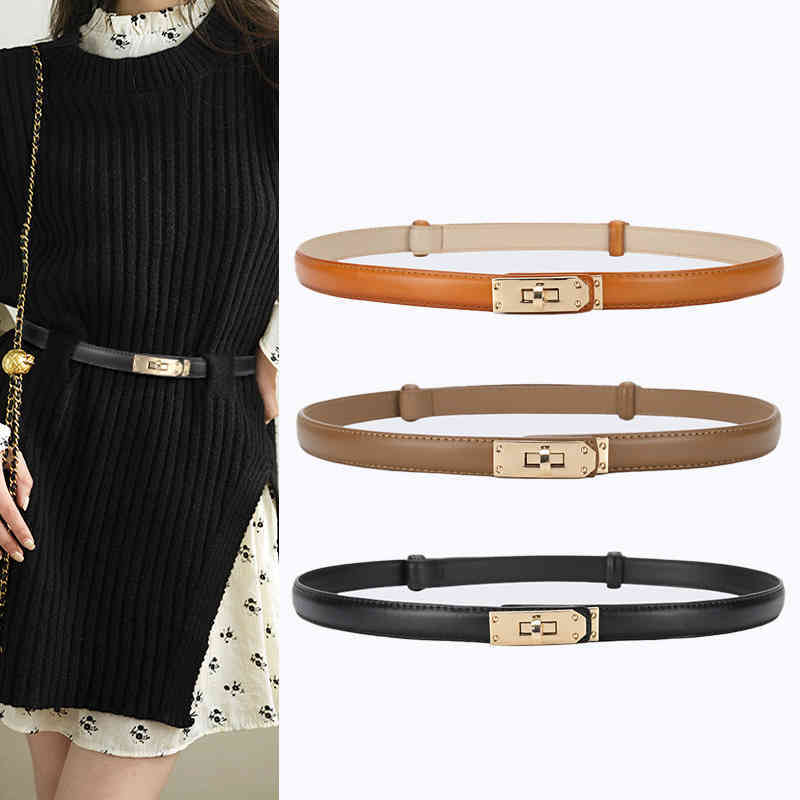 

Designer Belts Herme Belt Versatile Women's Belt h Family Kely Simple with Dress Waist Decoration Buckle, Black