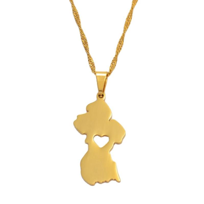 

Pendant Necklaces Anniyo Map Of Guyana Necklace Women/Men Gold Color Guayana Jewelry Republic #006221Pendant