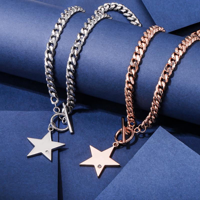 

Pendant Necklaces Punk Thick Cuban Chain Statement Necklace With Star Hiphop Silvery Golden Choker Jewelry 2022 CollaresPendant