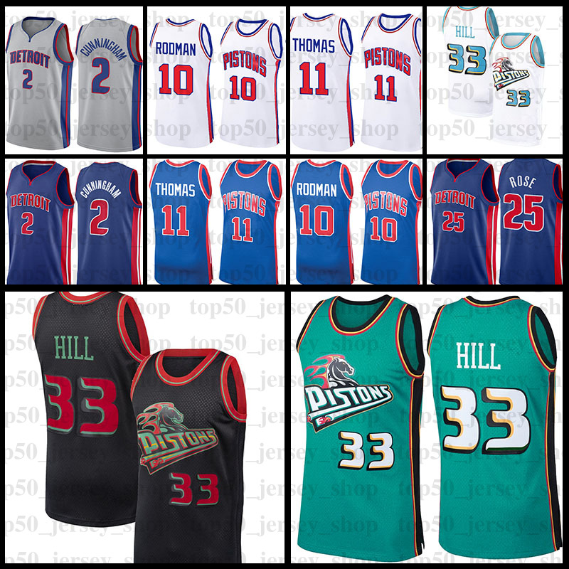 

Torontos Raptores Vince 15 Carter Detroits Piston Grant 33 Hill Derrick 25 Rose Cade 2 Cunningham Dennis 10 Rodman basketball Jersey Isiah 11 Thomas
