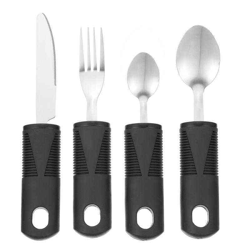 

1 Set Anti-Shake Tableware Disabled Elderly Food Aid Cutlery Anti Shake Adaptive Tableware Knife Fork Spoon Food Aid H220409, Deep blue
